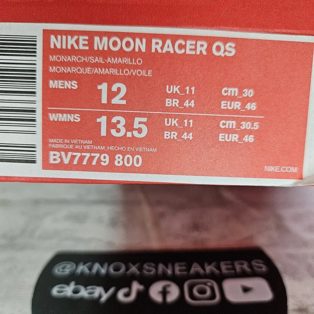 Nike Moon Racer QS Monarch Amarillo 2018 Sneaker BV7779 800 Men's Size 12